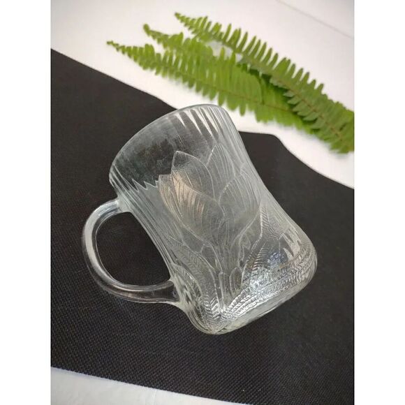 Arcoroc Canterbury Crocus Clear Glass Mug Coffee Cup Tea Tulip Vintage - Picture 8 of 9